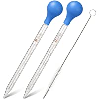 Hyber&amp-Cara 2 x Gotero de pipeta de escala de vidrio 10 ml con bulbo de goma para laboratorio + 1 x cepillo de limpieza